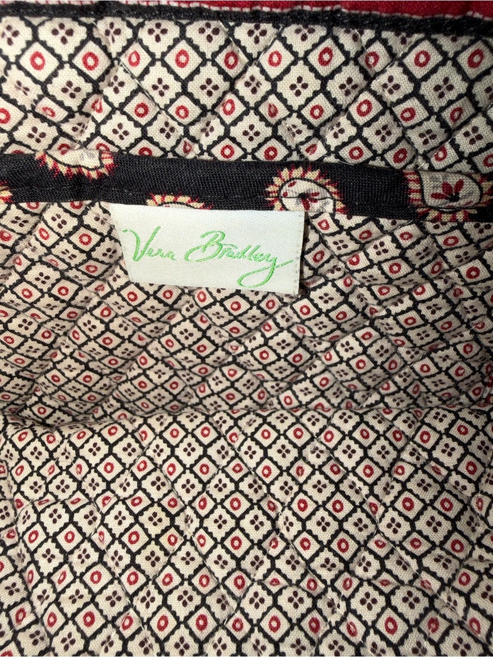 Vera Bradley Quilted Black & Red Patterned Tote Bag - Picture 2 of 3